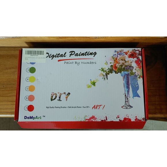 Digital Painting Canvas Paint by Number Bridge Over Stream Colorful Landscape - Picture 2 of 4